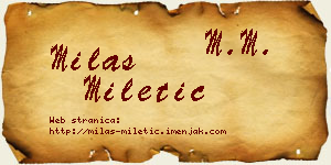 Milas Miletić vizit kartica